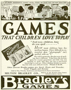 1922 Ad Milton Bradley Logomachy Board Game Childrens Toy Springfield MA YYC3