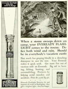 1923 Ad Eveready Flashlight Batteries Hunting Fishing Camping Sporting YYC4