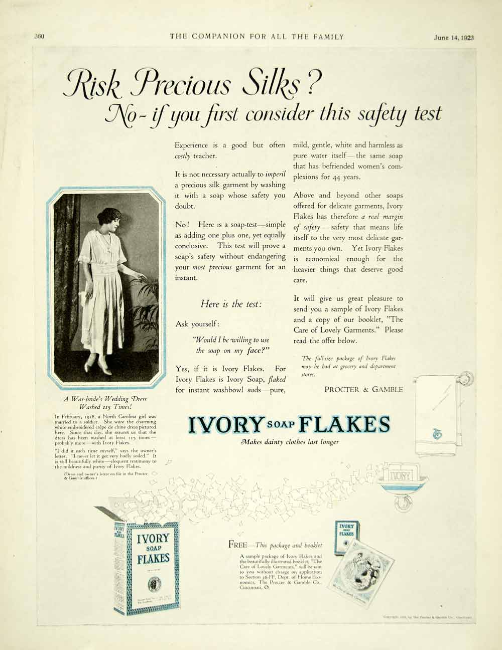 1923 Ad Procter & Gamble Ivory Soap Flakes Laundry Detergent Household YYC4