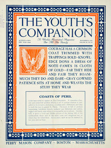 1924 Cover Youth's Companion Courage Bravery Quotation Roaring Twenties Era YYC5