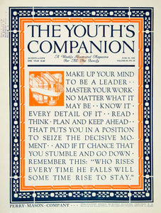 1925 Cover Youth's Companion Leadership Hard Work Quotation Roaring YYC5