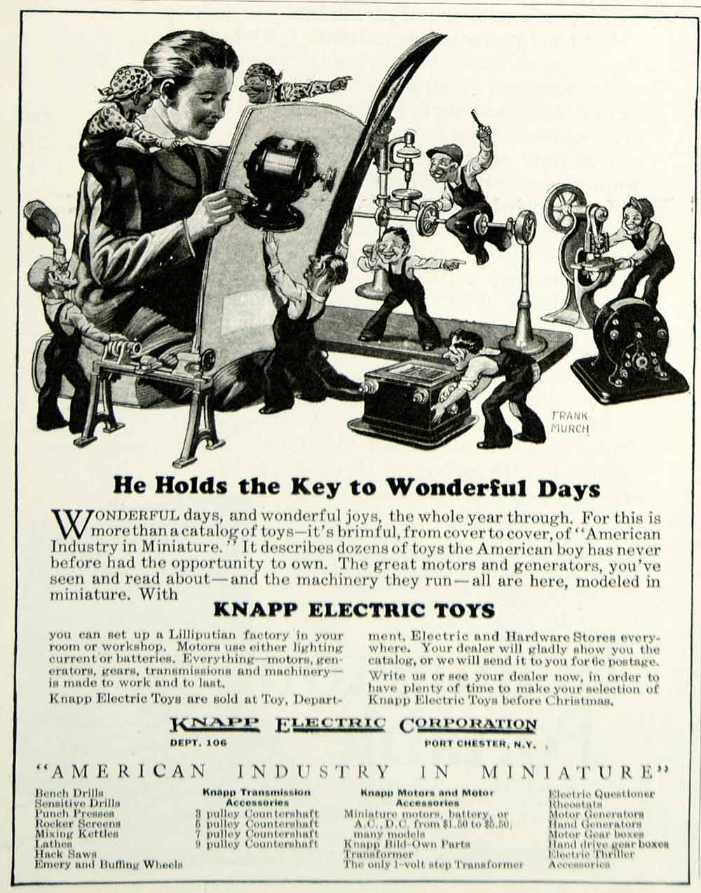 1925 Ad Frank Murch Art Knapp Electric Children's Toys Roaring Twenties Era YYC6