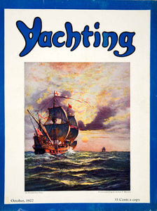 1927 Cover Yachting Arthur T Merrick Art Elizabethan Era Sailing Ship Ocean YYM1