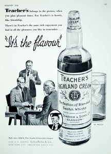 1938 Ad Teacher's Highland Cream Blended Scotch Whisky Whiskey Bottle Drink YYM4