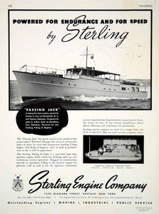 1940 Ad Sterling Viking II Eight Marine Engine Passing Jack Cruiser Austin Levy