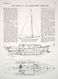 1940 Article Sea Dog II Cruiser Yacht Sloop Sail Cabin Plan George Robertson