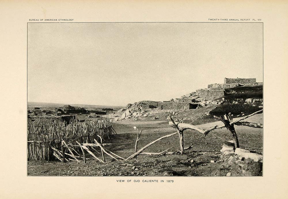 1904 Print Zuni Ojo Caliente Village New Mexico 1879 - ORIGINAL HISTORIC ZN1