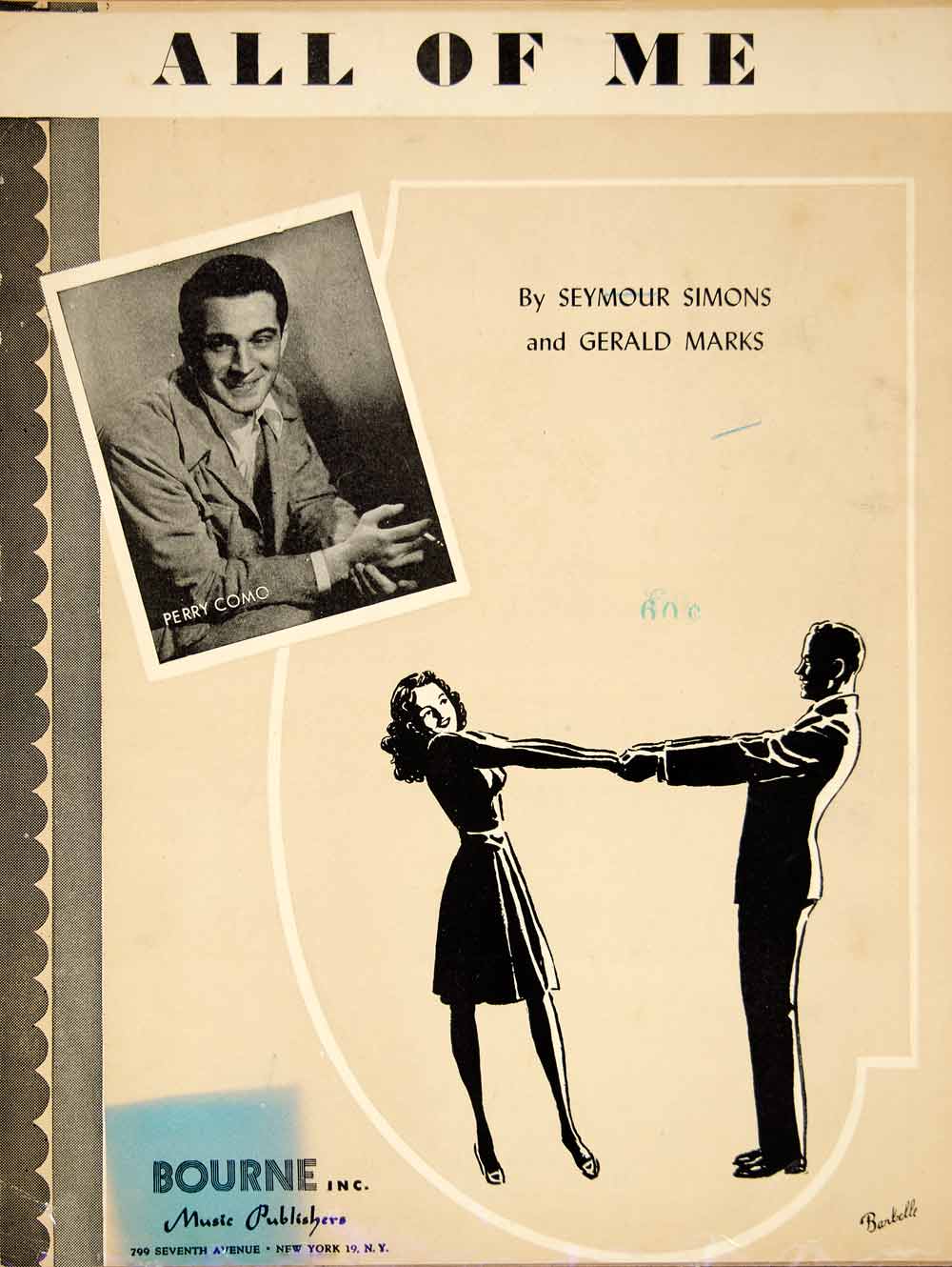 1931 Sheet Music All of Me Perry Como Albert W. Barbelle Big Band Swing ZSM1