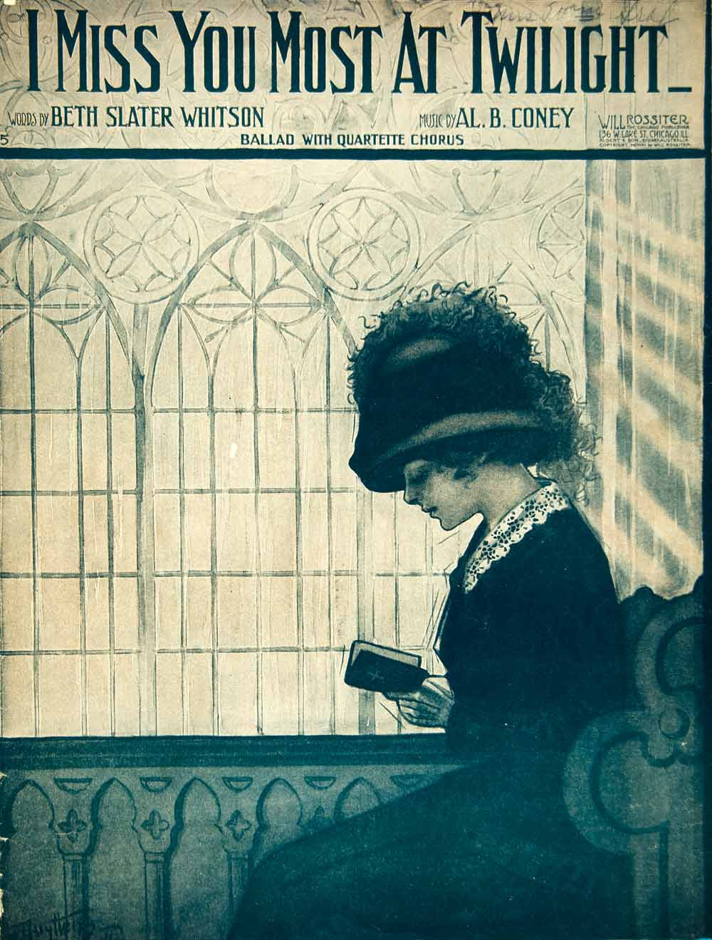 1911 Sheet Music I Miss You Most at Twilight Song Beth Slater Whitson Al B ZSM2 - Period Paper
