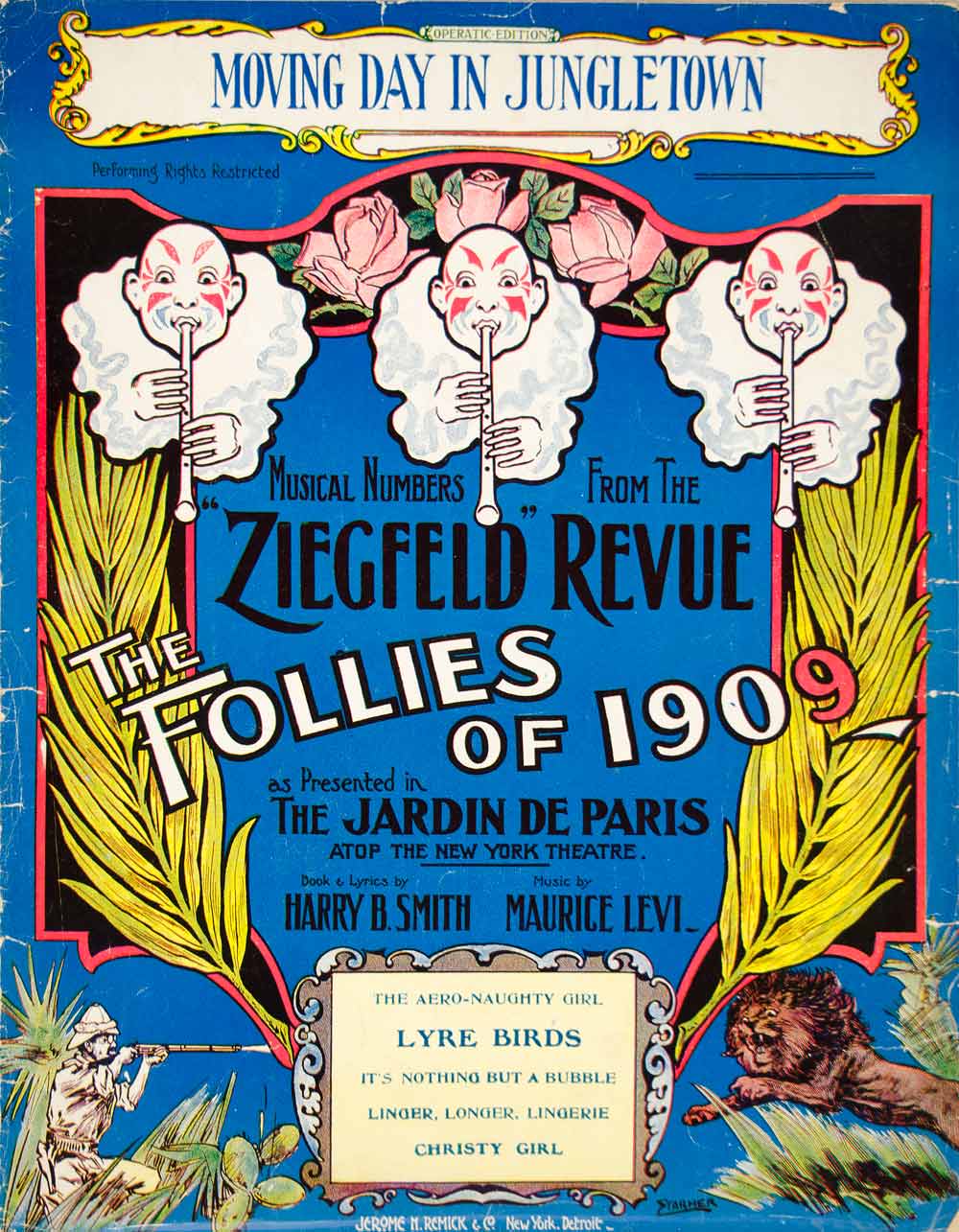 1909 Sheet Music Moving Day in Jungletown Ziegfeld Revue Follies Clown ...