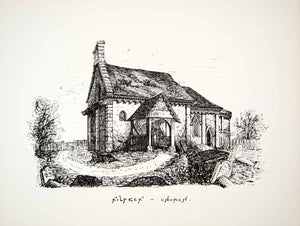 1872 Lithograph ER Blatchley Art Church St Mary David Kilpeck England UK ZZ11