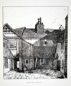 1876 Lithograph Annie Pattison Art Pelham House High St Hastings England UK ZZ13