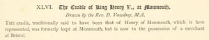 1876 Lithograph Daniel Vawdrey Art Cradle King Henry V Font Stainton Church ZZ13
