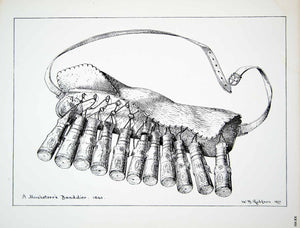 1877 Lithograph WB Redfarn Musketeer Bandolier Gun Weaponry Firearm Rifle ZZ14