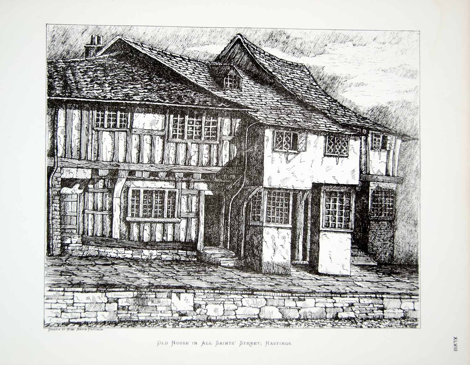 1877 Lithograph Annie Pattison Art House All Saints Street Hastings England ZZ14