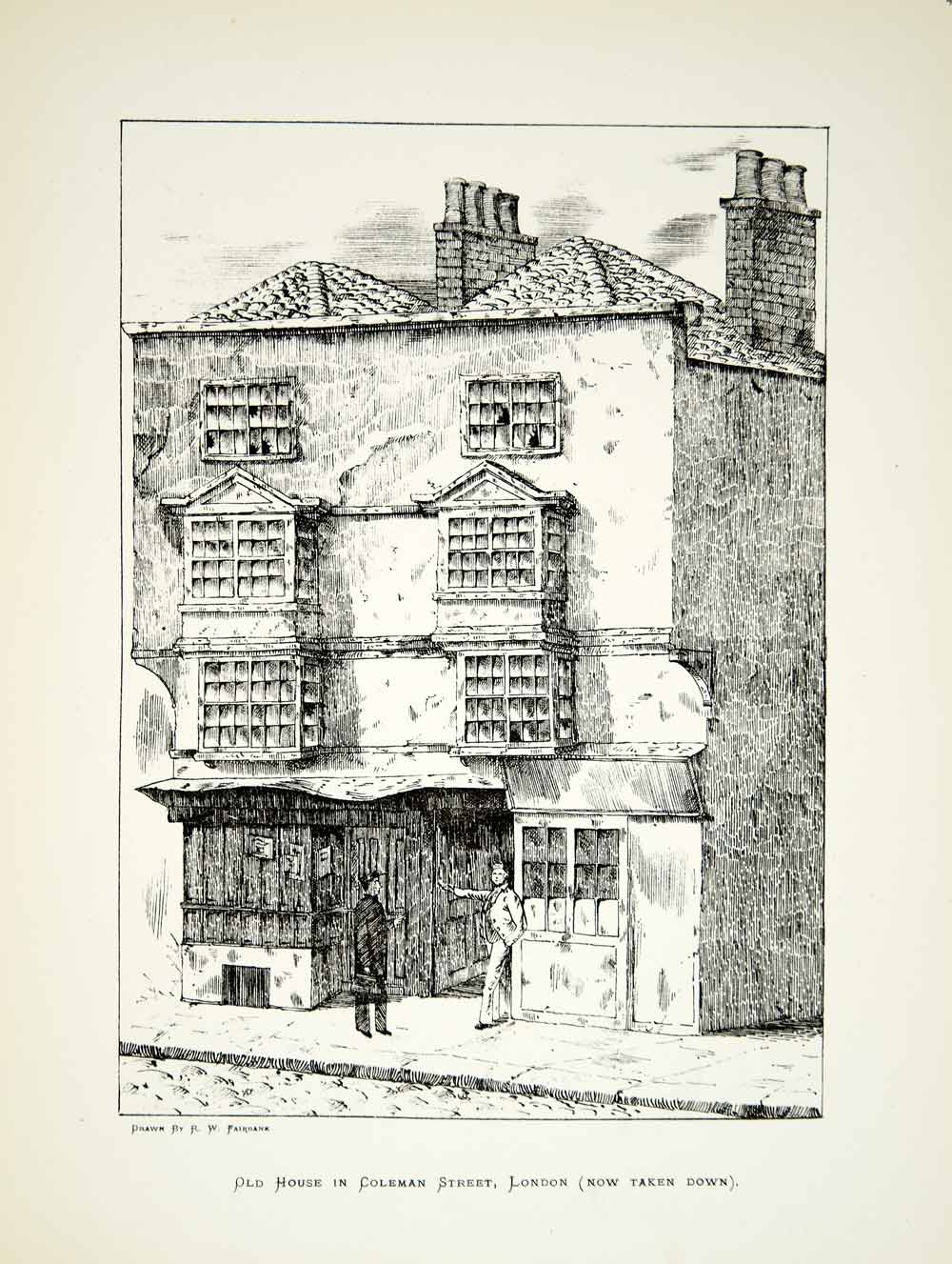 1879 Lithograph RW Fairbank Art House 79 Coleman St London England City UK ZZ16