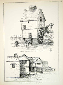 1880 Lithograph Flora Morant Art Water Mill Falmouth Keigwin Arms Mousehole ZZ17